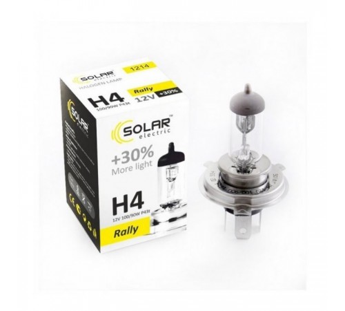 Автолампа SOLAR H4 12V 100/90W P43t-38 Starlight+30 (1214)