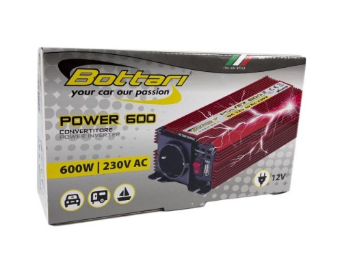 Автомобільний інвертор Bottari DC 12V - AC 230V 600W "POWER-600" (30200-IS) Автомобільний інвертор Bottari DC 12V - AC 230V 600W "POWER-600" (30200-IS)