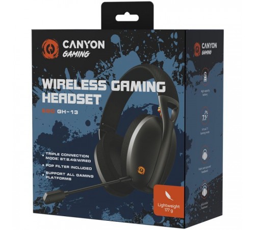 Наушники Canyon GH-13 Ego Wireless Gaming 7.1 Black (CND-SGHS13B) Наушники Canyon GH-13 Ego Wireless Gaming 7.1 Black (CND-SGHS13B)
