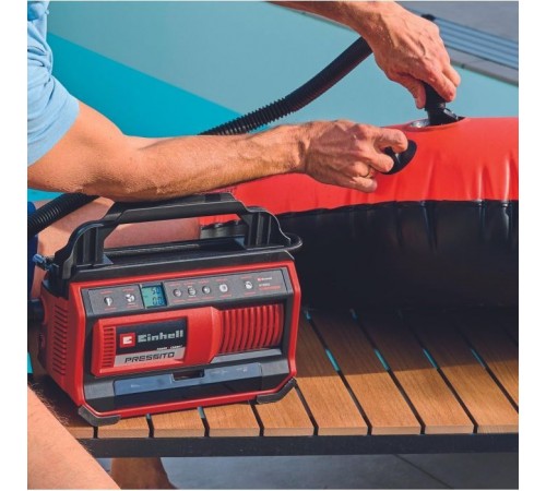 Автомобільний компресор Einhell гібридний PRESSITO 18/25 Hybrid, PXC, 230/18В, 11бар, 25л/хв, можливість всмоктування, шланг 710 (4020430) Автомобільний компресор Einhell гібридний PRESSITO 18/25 Hybrid, PXC, 230/18В, 11бар, 25л/хв, можливість всмоктування, шланг 710 (4020430)