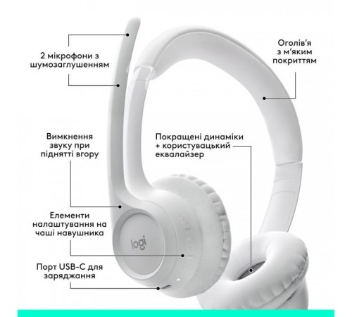 Навушники Logitech Zone 300 Bluetooth Off-White (981-001417) Навушники Logitech Zone 300 Bluetooth Off-White (981-001417)