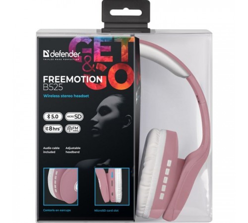 Наушники Defender FreeMotion B525 Bluetooth Pink-White (63528) Наушники Defender FreeMotion B525 Bluetooth Pink-White (63528)