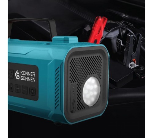 Пуско зарядний пристрій Konner&Sohnen портативний KS JSP-2000 з компресором, 15В, 14800mAh, струм 800А/пік 2000А, USB, 22л/хв, 1.6кг (KSJSP-2000) Пуско зарядний пристрій Konner&Sohnen портативний KS JSP-2000 з компресором, 15В, 14800mAh, струм 800А/пік 2000А, USB, 22л/хв, 1.6кг (KSJSP-2000)