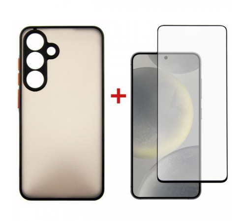 Чохол до мобільного телефона Dengos Samsung Galaxy S24 Matte + glass Black (DG-KM-109) Чохол до мобільного телефона Dengos Samsung Galaxy S24 Matte + glass Black (DG-KM-109)