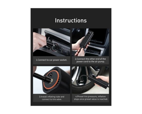 Автомобільний компресор Baseus Super Mini Inflator Pump Black (CRCQ000001) Автомобільний компресор Baseus Super Mini Inflator Pump Black (CRCQ000001)