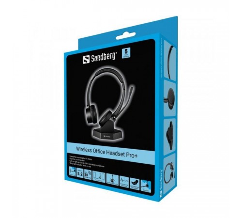 Навушники Sandberg Wireless Office Headset Pro+ Bluetooth Black (126-18) Навушники Sandberg Wireless Office Headset Pro+ Bluetooth Black (126-18)