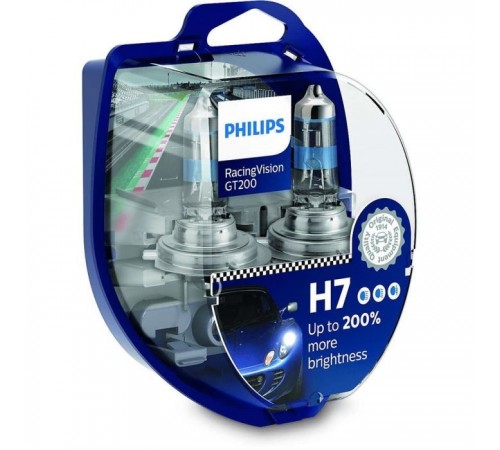 Автолампа Philips H7 RACING VISION +200%, 2 шт блістер (12972RGTS2) Автолампа Philips H7 RACING VISION +200%, 2 шт блістер (12972RGTS2)