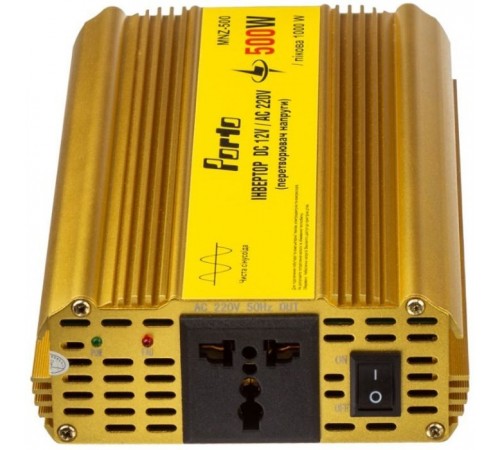 Автомобільний інвертор 12V/220V 500W, чиста синусоїда Porto (MNZ-500) Автомобільний інвертор 12V/220V 500W, чиста синусоїда Porto (MNZ-500)