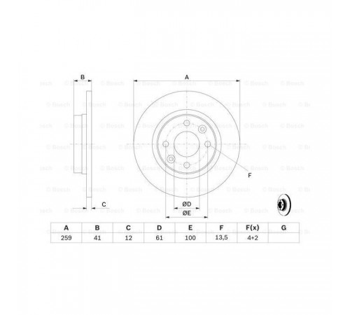 Гальмівний диск Bosch 0 986 479 164 Гальмівний диск Bosch 0 986 479 164