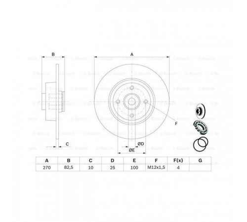 Гальмівний диск Bosch 0 986 479 274 Гальмівний диск Bosch 0 986 479 274
