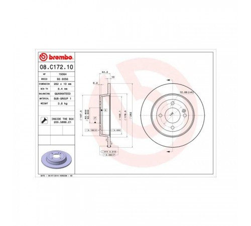 Гальмівний диск Brembo 08.C172.10 Гальмівний диск Brembo 08.C172.10