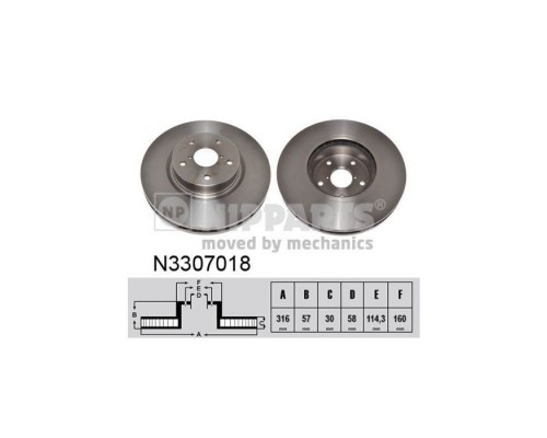 Тормозной диск Nipparts N3307018 Тормозной диск Nipparts N3307018