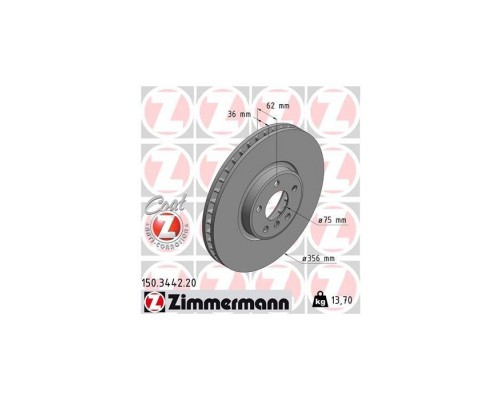 Тормозной диск ZIMMERMANN 150.3442.20 Тормозной диск ZIMMERMANN 150.3442.20