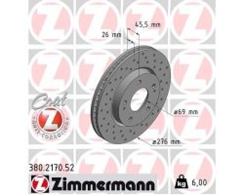 Тормозной диск ZIMMERMANN 380.2170.52 Тормозной диск ZIMMERMANN 380.2170.52