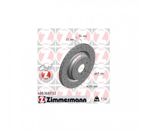 Гальмівний диск ZIMMERMANN 400.3687.52 Гальмівний диск ZIMMERMANN 400.3687.52