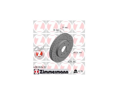 Тормозной диск ZIMMERMANN 430.2614.52 Тормозной диск ZIMMERMANN 430.2614.52