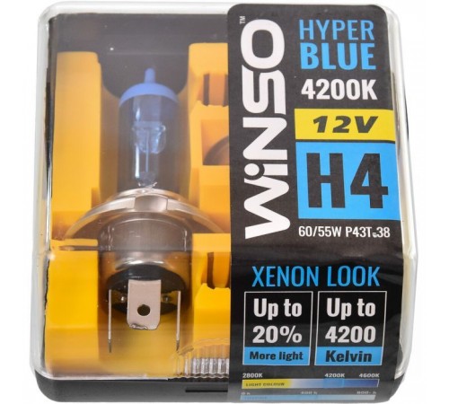 Автолампа WINSO H4 HYPER BLUE 4200K 60/55W (712450) Автолампа WINSO H4 HYPER BLUE 4200K 60/55W (712450)