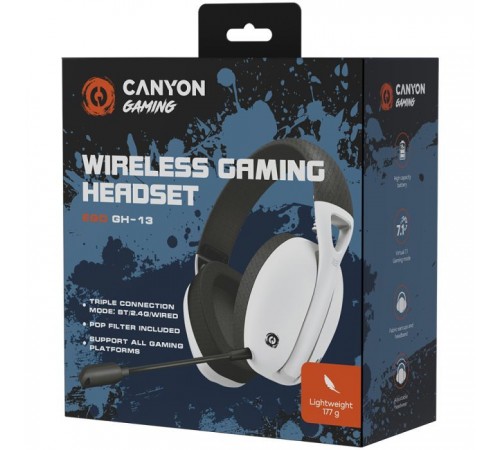 Наушники Canyon GH-13 Ego Wireless Gaming 7.1 White (CND-SGHS13W) Наушники Canyon GH-13 Ego Wireless Gaming 7.1 White (CND-SGHS13W)