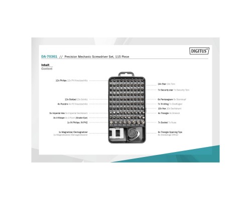 Набір інструментів Digitus Precision Screwdriver Set 115 (DA-70361) Набір інструментів Digitus Precision Screwdriver Set 115 (DA-70361)