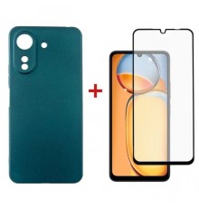 Чохол до мобільного телефона Dengos Kit for Xiaomi Redmi 13C case + glass (Green) (DG-KM-54)