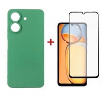 Чохол до мобільного телефона Dengos Kit for Xiaomi Redmi 13C case + glass (Mint) (DG-KM-63)