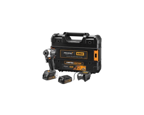 Шуруповерт DeWALT McLaren F1, XR Li-Ion PowerStack 18 В, 2x1.7Ah GFN блок, 206 Нм, TSTAK (DCF85ME2GT)