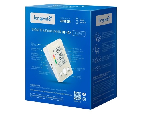 Тонометр Longevita Авт.вимір.артер.тиску LONGEVITA BP-102 Авт. вимір. артер. тиску (BP-102)
