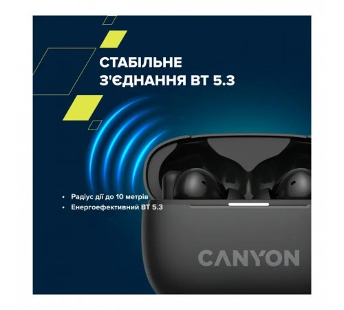 Навушники Canyon TWS-10 OnGo ANC ENC Graphite (CNS-TWS10B)
