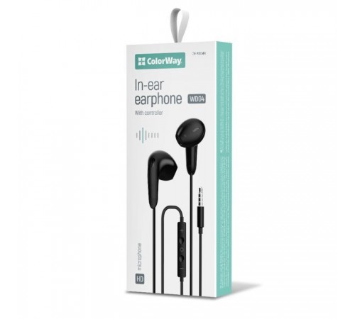 Наушники ColorWay 3.5 mm Wired Earphone Sound Wave Black (CW-WD04BK) Наушники ColorWay 3.5 mm Wired Earphone Sound Wave Black (CW-WD04BK)