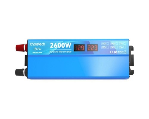 Автомобильный инвертор Choetech 12/220V 1300Вт, чистая синусоида (CJ2600Q-V2) Автомобильный инвертор Choetech 12/220V 1300Вт, чистая синусоида (CJ2600Q-V2)