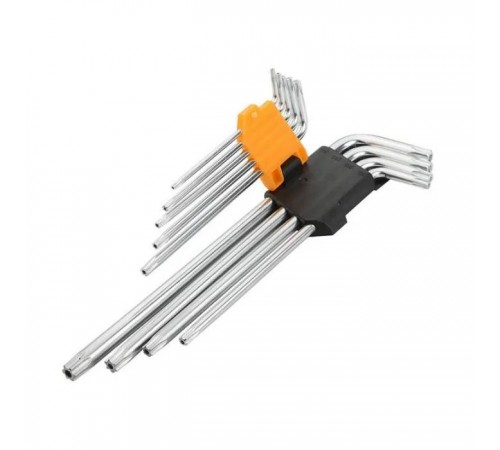 Набір інструментів Tolsen подовжених ключів Torx з отвором 9 шт Т10-Т50 (20057) Набір інструментів Tolsen подовжених ключів Torx з отвором 9 шт Т10-Т50 (20057)