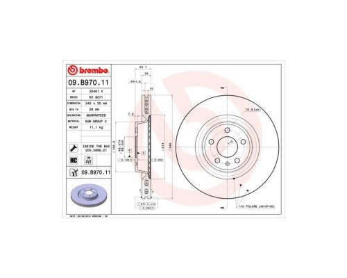 Гальмівний диск Brembo 09.B970.11 Гальмівний диск Brembo 09.B970.11