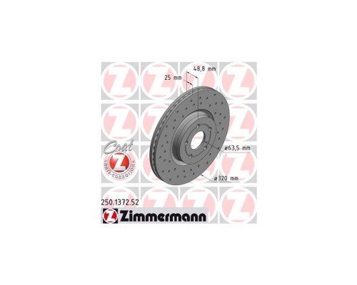 Тормозной диск ZIMMERMANN 250.1372.52 Тормозной диск ZIMMERMANN 250.1372.52