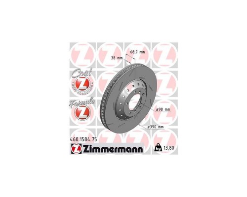 Тормозной диск ZIMMERMANN 460.1584.75 Тормозной диск ZIMMERMANN 460.1584.75