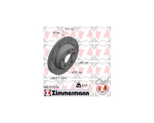 Тормозной диск ZIMMERMANN 600.3229.54 Тормозной диск ZIMMERMANN 600.3229.54