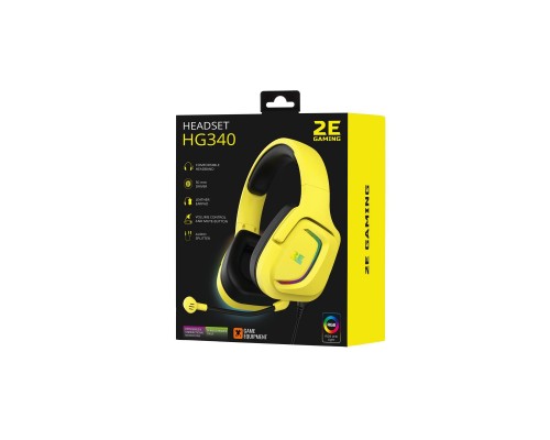 Наушники 2E HG340 RGB 3.5mm Yellow (2E-HG340YW) Наушники 2E HG340 RGB 3.5mm Yellow (2E-HG340YW)