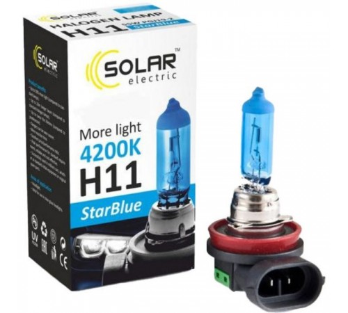 Автолампа SOLAR H11 12V 55W PGJ19-2 StarBlue 4200K (1281) Автолампа SOLAR H11 12V 55W PGJ19-2 StarBlue 4200K (1281)