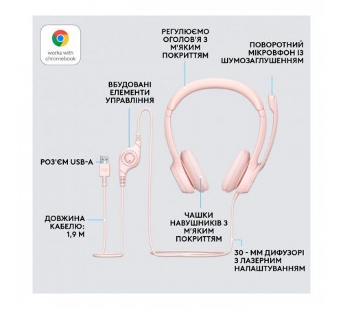 Наушники Logitech H390 USB Rose (981-001281) Наушники Logitech H390 USB Rose (981-001281)
