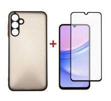Чохол до мобільного телефона Dengos Kit for Samsung Galaxy A15 case + glass (Black) (DG-KM-69)