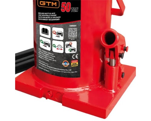 Домкрат GTM гідравлічний пляшковий 50т (280-450мм) (TH95004) Домкрат GTM гідравлічний пляшковий 50т (280-450мм) (TH95004)