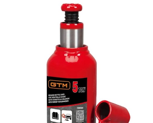 Домкрат GTM гідравлічний пляшковий 5т (216-41З мм) (Т90504) Домкрат GTM гідравлічний пляшковий 5т (216-41З мм) (Т90504)