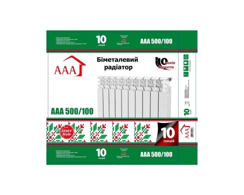 Радіатор опалення AAA біметалевий 500/100 10секцій (70214299) Радіатор опалення AAA біметалевий 500/100 10секцій (70214299)