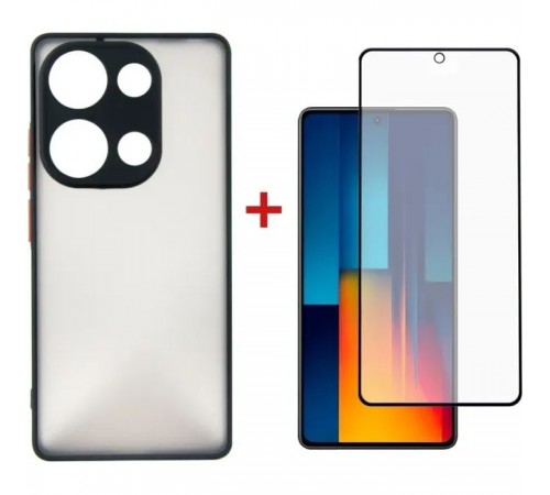Чохол до мобільного телефона Dengos POCO M6 Pro 4G Matte + glass (Black) (DG-KM-111) Чохол до мобільного телефона Dengos POCO M6 Pro 4G Matte + glass (Black) (DG-KM-111)