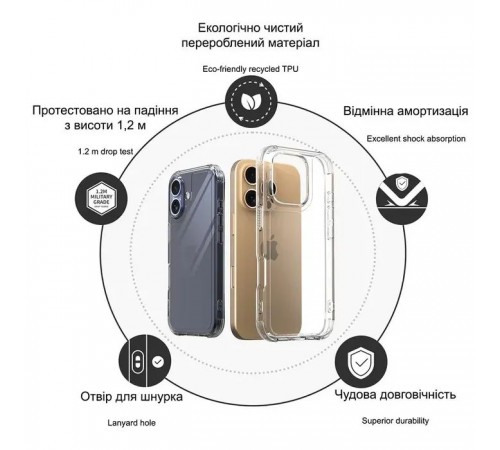 Чохол до мобільного телефона Drobak Acrylic Case with Airbag для Apple iPhone 16 Plus (949412) Чохол до мобільного телефона Drobak Acrylic Case with Airbag для Apple iPhone 16 Plus (949412)