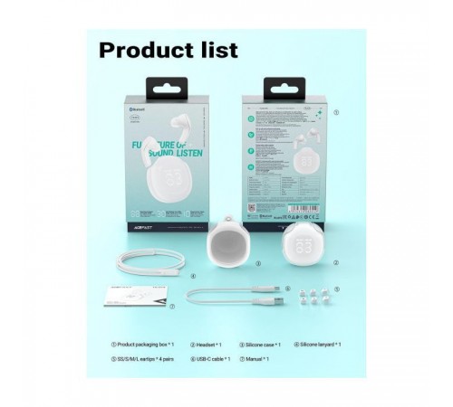 Наушники Acefast T9 Porcelain White (6974316282549) Наушники Acefast T9 Porcelain White (6974316282549)