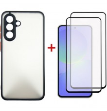 Чохол до мобільного телефона Dengos Samsung Galaxy A36 Matte + glass 2pcs (Black) (DG-CTG2P-15)