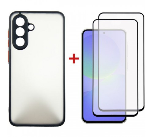 Чохол до мобільного телефона Dengos Samsung Galaxy A36 Matte + glass 2pcs (Black) (DG-CTG2P-15) Чохол до мобільного телефона Dengos Samsung Galaxy A36 Matte + glass 2pcs (Black) (DG-CTG2P-15)
