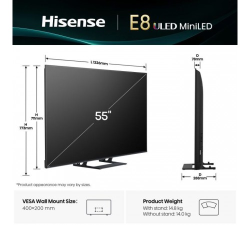 Телевізор Hisense 55E8Q Телевізор Hisense 55E8Q