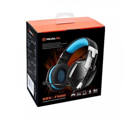 Навушники REAL-EL GDX-7500 black-blue Навушники REAL-EL GDX-7500 black-blue
