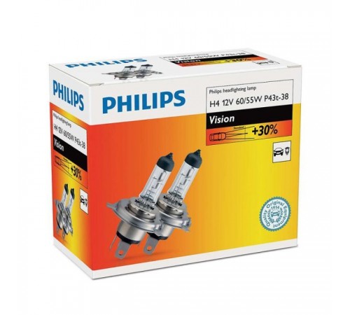 Автолампа Philips H4 Vision, 3200K, 2шт (12342PRC2) Автолампа Philips H4 Vision, 3200K, 2шт (12342PRC2)